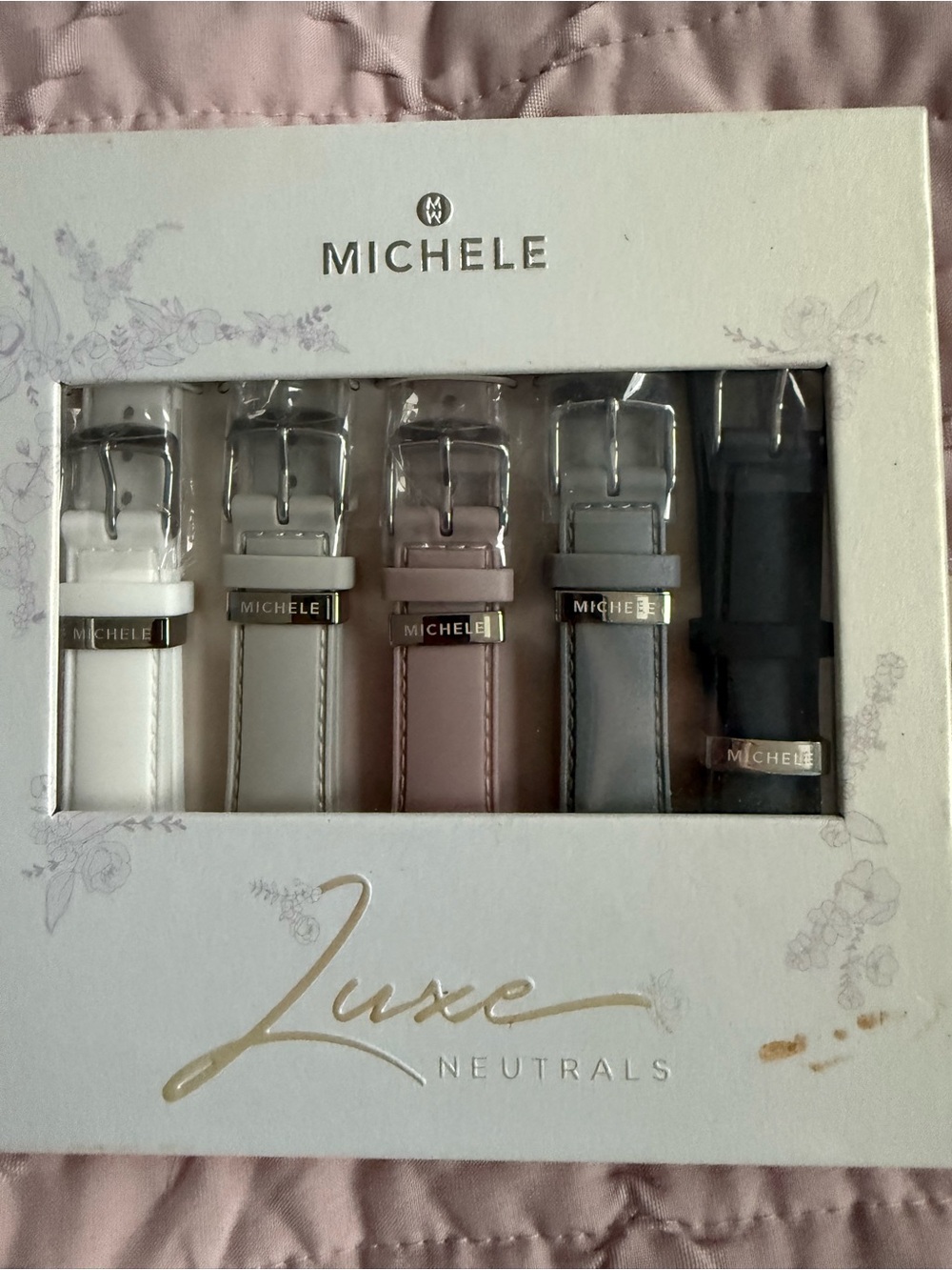 MICHELE Luxe Neutrals Interchangeable Leather Watch Strap Set - Neutral Colors